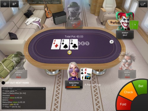Screen shot of Unibet's mobile poker app