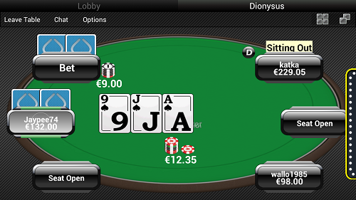 Screenshot of Switch Poker's iPhone Poker App