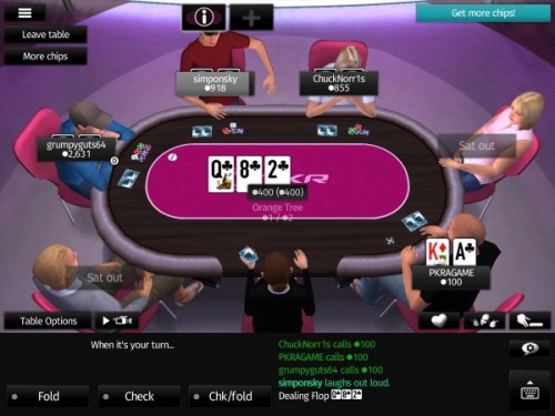 Screen shot of PKR's mobile poker tournament