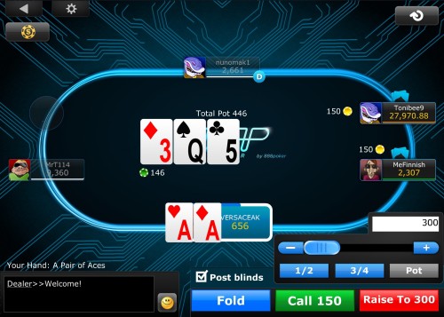 Screen shot of 888's mobile poker app