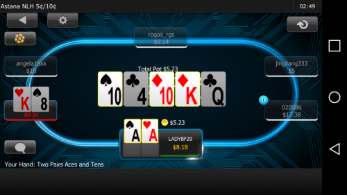 Screenshot of 888's Mobile Poker App