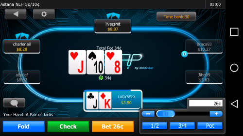 888's Android Poker App Screenshot